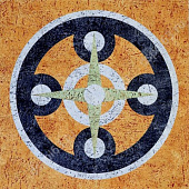 Кварцвиниловая плитка (ламинат) LVT для пола Decoria Пробка DMO 004, Мозаика Круги, 940x940 мм